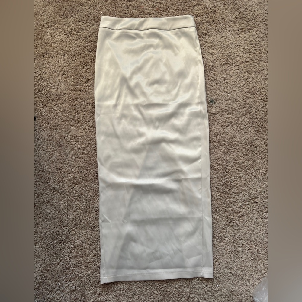 Champagne Midi Skirt with Slit